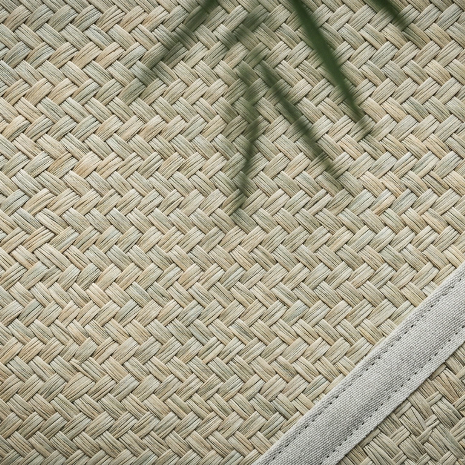 Close-up of a tight sisal weave with a bound edge